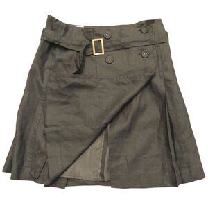 Brand New Women's Kenar Linen Belted A-Line Skirt
